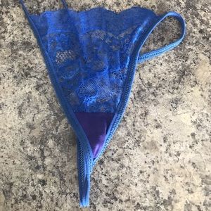 Blue thong t back g string medium